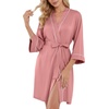 image:imagePrinStory Womens Robe Knee Length Soft Knit Bathrobe S2XLPink