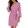 image:imagePrinStory Womens Robe Knee Length Soft Knit Bathrobe S2XLPurple Red