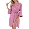 image:imagePrinStory Womens Robe Knee Length Soft Knit Bathrobe S2XLPurple Red