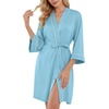 image:imagePrinStory Womens Robe Knee Length Soft Knit Bathrobe S2XLSky Blue