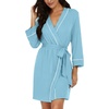 image:imagePrinStory Womens Robe Knee Length Soft Knit Bathrobe S2XLSky Blue