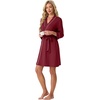 image:imagePrinStory Womens Robe Knee Length Soft Knit Bathrobe S2XLWine Red