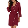 image:imagePrinStory Womens Robe Knee Length Soft Knit Bathrobe S2XLWine Red