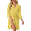 image:imagePrinStory Womens Robe Knee Length Soft Knit Bathrobe S2XLButter Yellow