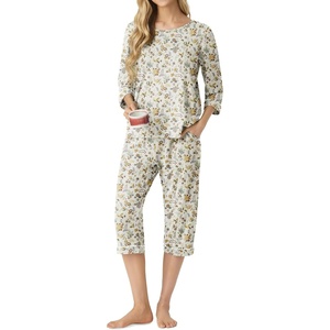 image:imagePrinStory Womens Pajama Sets Capri Pjs Soft Lounge Sets XS4XLFpapricot Daisy Flower