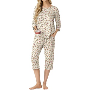 image:imagePrinStory Womens Pajama Sets Capri Pjs Soft Lounge Sets XS4XLFpapricot Sakura