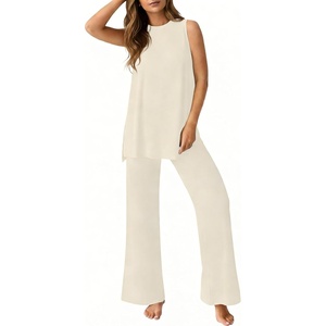 image:imagePrinStory Womens Pajamas Sets Sleeveless Pjs Set S4XLBeige Apricot
