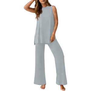 image:imagePrinStory Womens Pajamas Sets Sleeveless Pjs Set S4XLGray Blue