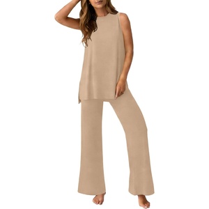 image:imagePrinStory Womens Pajamas Sets Sleeveless Pjs Set S4XLKhaki