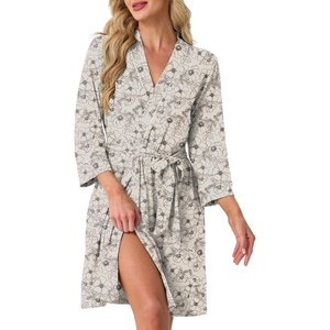 image:imagePrinStory Womens Robe Knee Length Soft Knit Bathrobe S2XLFpapricot Periwinkle