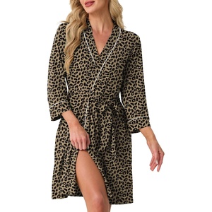 image:imagePrinStory Womens Robe Knee Length Soft Knit Bathrobe S2XLFpld Khaki