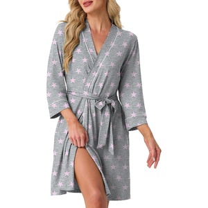 image:imagePrinStory Womens Robe Knee Length Soft Knit Bathrobe S2XLFppink Star