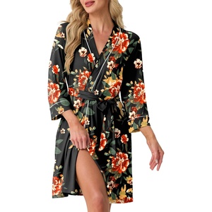 image:imagePrinStory Womens Robe Knee Length Soft Knit Bathrobe S2XLFpred Brown Black