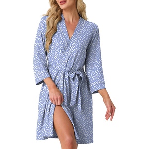 image:imagePrinStory Womens Robe Knee Length Soft Knit Bathrobe S2XLFpspot Blue