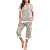 image:imagePrinStory Pajamas for Women Set Capri Pjs Soft Lounge Sets S4XLFpapricot Daisy Flower