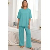 image:imagePrinStory Pajamas for Women Soft Pjs Lounge Set S4XLCyan