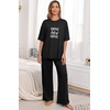 image:imagePrinStory Pajamas for Women Soft Pjs Lounge Set S4XLFpblack Coffee Letter