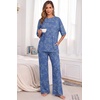 image:imagePrinStory Pajamas for Women Soft Pjs Lounge Set S4XLFpblue Cyan Vines