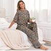 image:imagePrinStory Pajamas for Women Soft Pjs Lounge Set S4XLFpcoffee Colorful Cat
