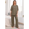 image:imagePrinStory Pajamas for Women Soft Pjs Lounge Set S4XLFpld Khaki