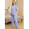 image:imagePrinStory Pajamas for Women Soft Pjs Lounge Set S4XLFpspot Blue