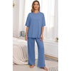 image:imagePrinStory Pajamas for Women Soft Pjs Lounge Set S4XLGray Blue