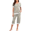 image:imagePrinStory Pajamas for Women Set Capri Pjs Soft Lounge Sets S4XLFpapricot Daisy Flower