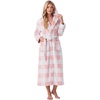 image:imagePrinStory Luxury Womens Robe with Hood Fluffy Bath Robe for Women S2XLPink Large Plaid