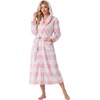 image:imagePrinStory Luxury Womens Robe with Hood Fluffy Bath Robe for Women S2XLPink Large Plaid