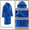 image:imagePrinStory Mens Hooded Robe Plush Fleece Robes Soft Long BathrobeBlack