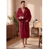 image:imagePrinStory Mens Hooded Robe Plush Fleece Robes Soft Long BathrobeDark Red