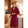 image:imagePrinStory Mens Hooded Robe Plush Fleece Robes Soft Long BathrobeDark Red