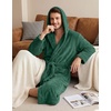 image:imagePrinStory Mens Hooded Robe Plush Fleece Robes Soft Long BathrobeGreen