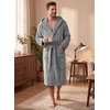 image:imagePrinStory Mens Hooded Robe Plush Fleece Robes Soft Long BathrobeGrey