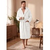 image:imagePrinStory Mens Hooded Robe Plush Fleece Robes Soft Long BathrobeWhite
