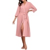 image:imagePrinStory Robes for Women 34 Sleeve Long Bath Robe XS4XLFlesh Pink
