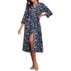 image:imagePrinStory Robes for Women 34 Sleeve Long Bath Robe XS4XLFpblue Cashew Flower