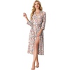 image:imagePrinStory Robes for Women 34 Sleeve Long Bath Robe XS4XLFpnude Pink Flower