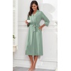 image:imagePrinStory Robes for Women 34 Sleeve Long Bath Robe XS4XLGray Green