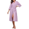 image:imagePrinStory Robes for Women 34 Sleeve Long Bath Robe XS4XLLight Purple