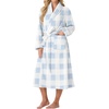 image:imagePrinStory Womens Robe Long Fluffy Fleece BathrobeFpblue Plaid