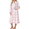 image:imagePrinStory Womens Robe Long Fluffy Fleece BathrobeFppink Large Plaid
