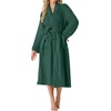 image:imagePrinStory Womens Robe Long Fluffy Fleece BathrobeGreen