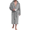 image:imagePrinStory Mens Hooded Robe Plush Fleece Robes Soft Long BathrobeGrey