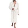 image:imagePrinStory Mens Hooded Robe Plush Fleece Robes Soft Long BathrobeWhite
