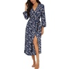 image:imagePrinStory Robes for Women 34 Sleeve Long Bath Robe XS4XLFpblue Cashew Flower