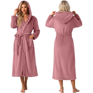 image:imagePrinStory Luxury Womens Robe with Hood Fluffy Bath Robe for Women S2XLDusty Pink