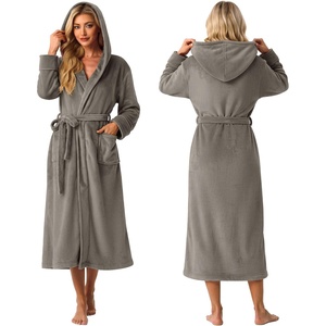 image:imagePrinStory Luxury Womens Robe with Hood Fluffy Bath Robe for Women S2XLGray