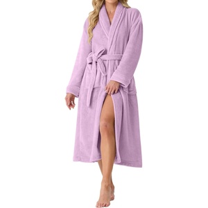 image:imagePrinStory Womens Robe Long Fluffy Fleece BathrobePurple