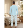 image:imageMens Pajama Set Long Sleeve Shirts and Pants Soft Comfy Pjs Print SleepwearFp Light Blue Cat